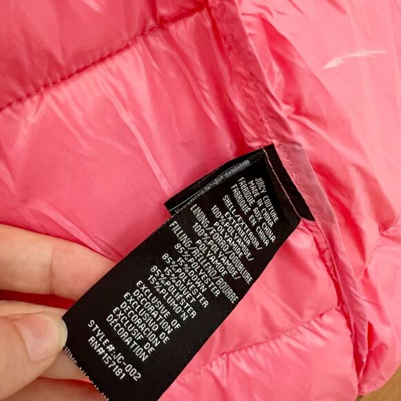 Juicy Couture Womens Pink Puffer Jacket Long Sleeve Lined Size Small - Picture 7 of 7